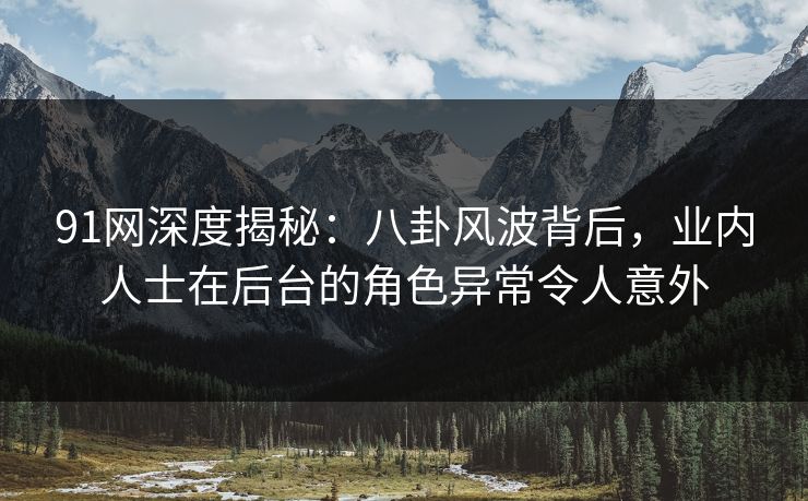91网深度揭秘：八卦风波背后，业内人士在后台的角色异常令人意外
