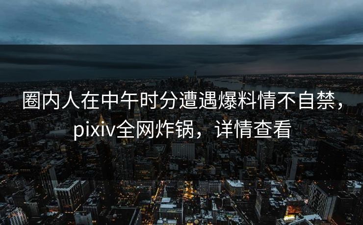 圈内人在中午时分遭遇爆料情不自禁，pixiv全网炸锅，详情查看