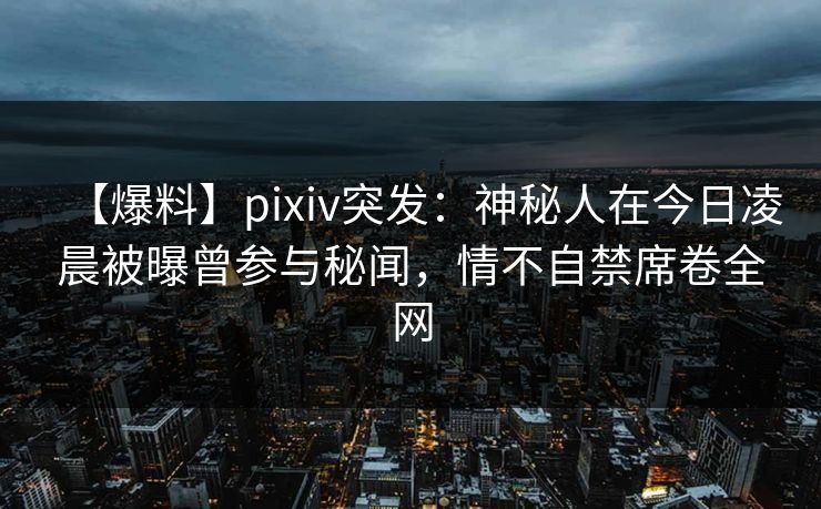 【爆料】pixiv突发：神秘人在今日凌晨被曝曾参与秘闻，情不自禁席卷全网