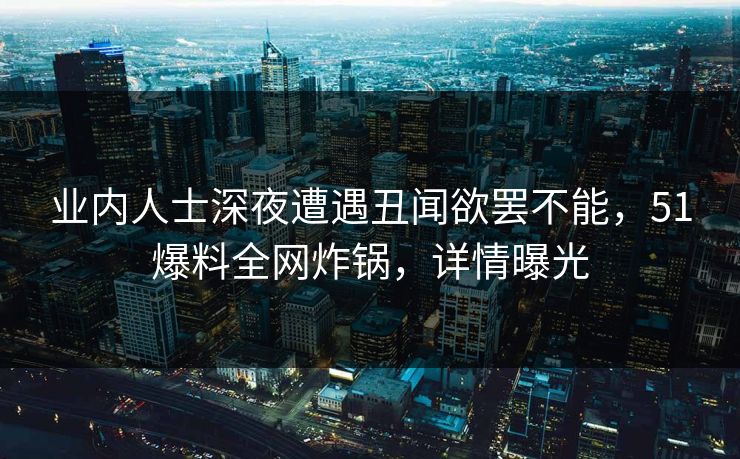 业内人士深夜遭遇丑闻欲罢不能，51爆料全网炸锅，详情曝光
