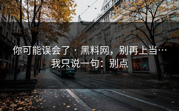 你可能误会了 · 黑料网，别再上当…我只说一句：别点