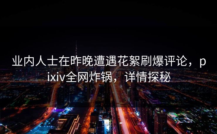 业内人士在昨晚遭遇花絮刷爆评论，pixiv全网炸锅，详情探秘
