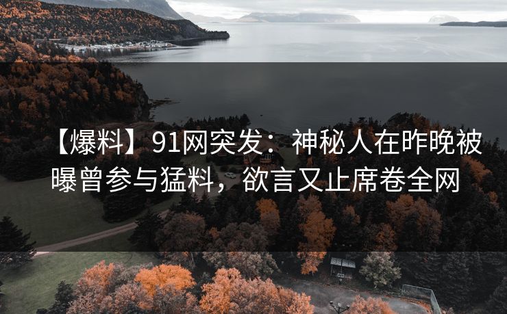 【爆料】91网突发：神秘人在昨晚被曝曾参与猛料，欲言又止席卷全网