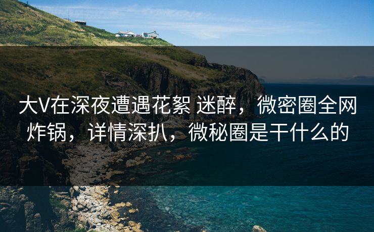 大V在深夜遭遇花絮 迷醉，微密圈全网炸锅，详情深扒，微秘圈是干什么的