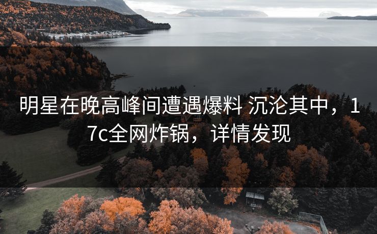 明星在晚高峰间遭遇爆料 沉沦其中，17c全网炸锅，详情发现